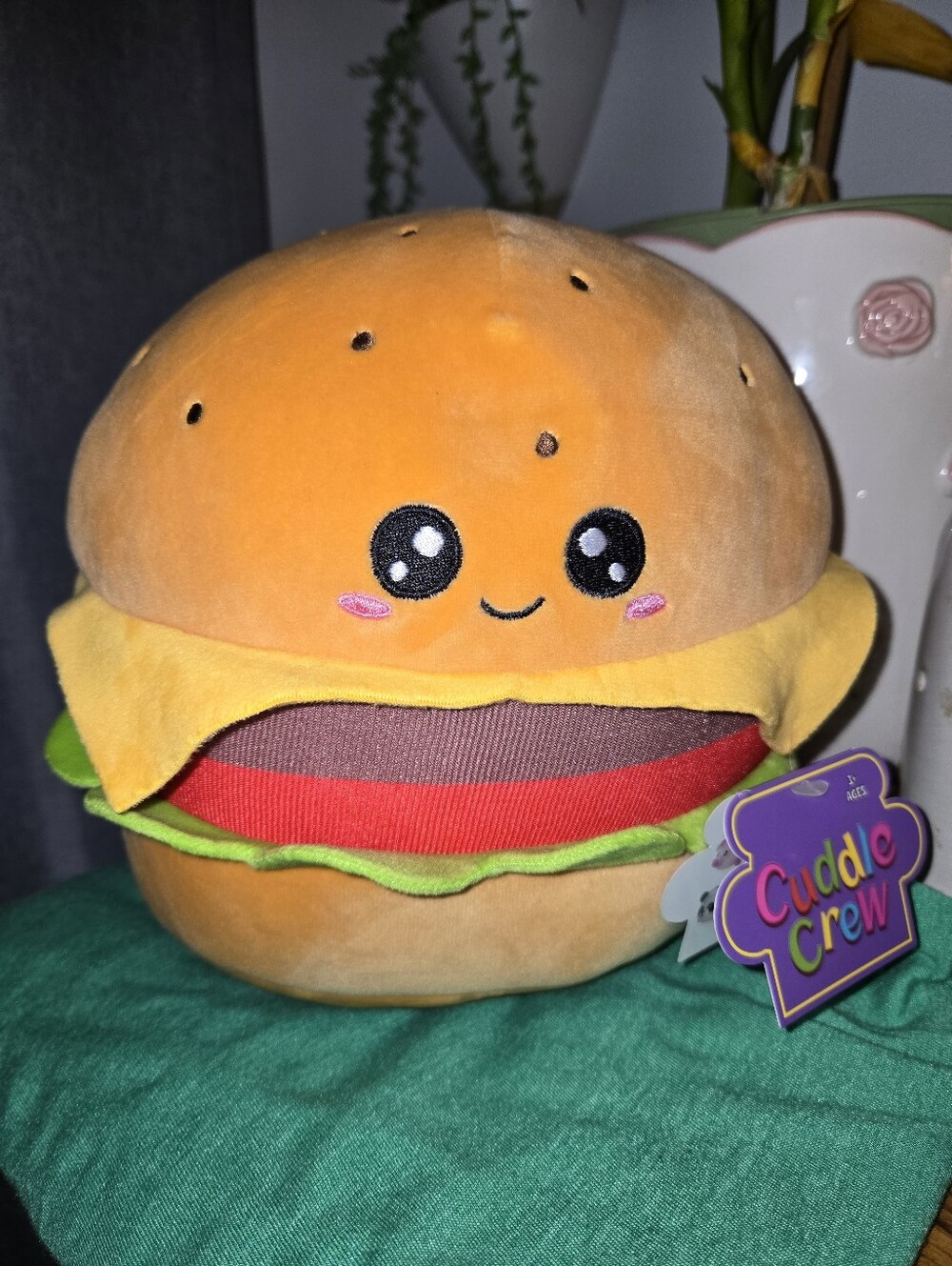 Cuddle Crew Hamburger Plush Toy 8" Kawaii Food Soft Stuffed Animal NWT